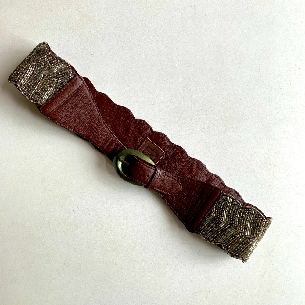 Anthropologie Leather and Beaded Belt